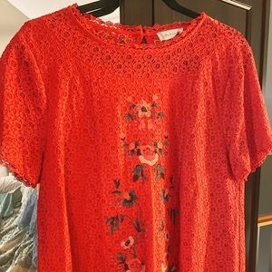Embroidered Red Top